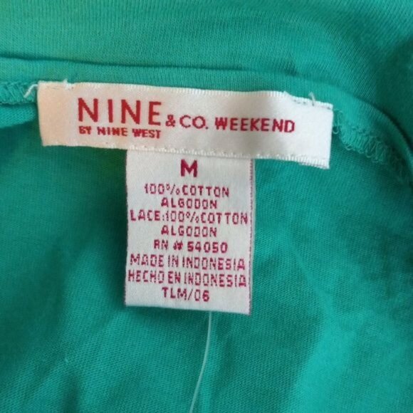 Nine & Co Weekend M Camisole Green Lace Trimmed Cotton Strappy Top - Picture 8 of 9